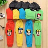 S1136 2-6 Years Kids Fleece Hooded Coat+Pants 2PCS Suit