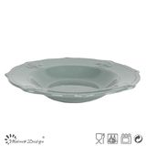 Wholesale Grey Color Embossed Big Soup Plate