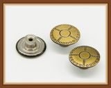 Antique Brass Polish Finish Metal Movable Shank Buttons for Jeans