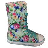Wholesale Fashion Ankle Cut Comfort Kids Green Canvas Flat Shoes