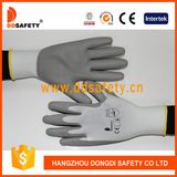 Ddsafety 2017 White Nylon Liner Knit Wrist Grey PU Coated Gloves