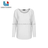 Ladie's Long Sleeve Knitted Sweater with Round Neck