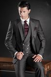 Notch Wide Lapel Black Suit of Made Measure