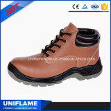 Pink Leather Women Ankle High Steel Toe Safety Working Shoes