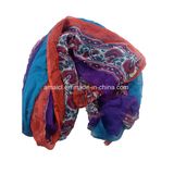 Multi Colors Printed 100% Crinkle Silk Shawl