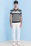 Summer Round Neck Jacquard Knit Short Sleeve Men Sweater