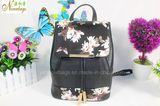 2016 New Designer Black Color with Drawstring PU Leather Backpack