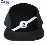 Fashion 5 Panel Hat with White Logo Printing Snapback Cap