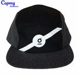 Fashion 5 Panel Hat with White Logo Printing Snapback Cap