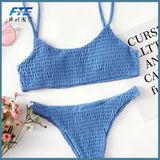 Customized Made Swimwear Sexy Woman Textured Smocked Bikini