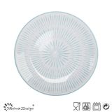 White Roudn Ceramic Salad Plate with Blue Brush