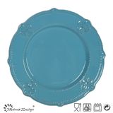 Crockery 10.5inch Embossed Blue Color Dinner Plate