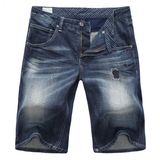 Men's Navy Denim Cargo Walking Jeans Shorts Size 34