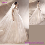 Sleevelessulle Ball Gown Wedding Dress with Lace Bodice and Sweept Train