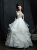 Boat Neckline Bridal Ball Gowns Beaded Puffy Organza Wedding Dress 2018 Lb1829