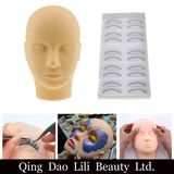 PRO Makeup Training Silicone Mannequin Flat Head with 10pairs Practice Lashes Kit for Eyelash Extensions