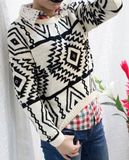 Geometric Diamond Pattern Bottoming Sweaters in Female (BTQ047)
