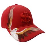 Red Custom 6 Panel Baseball Cap with Joined Logo Bb157