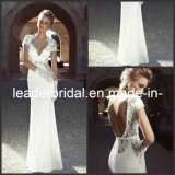 Cap Sleeves Backless Lace Sheath Wedding Dresses Sheath Beach Bridal Evening Gowns W1412