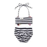 Baby Little Girls Flowers Print Bowknot Bandage Bikini Bathing Swimwear