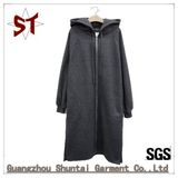 100%Cotton Coat Fashion Sweater Hooded Long Style Coat with Logo