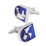 VAGULA Funny Blue Map Silver Cufflinks