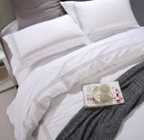 Premium 60s Platinum Stitch Embroidery White Cotton Hotel Bedding Set