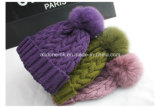 Customize Real Fur POM POM Hand Knitted Hat Winter Hat
