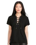 Women's Lace-up Cotton Polo T Shirt