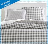 Natural Gray Plaid Cotton Duvet Cover Bedding Set