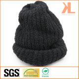 100% Acrylic Winter Warm Black Knitted Hat