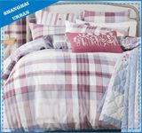 Pink Plaid Printed Polyester Quilt Cover Set