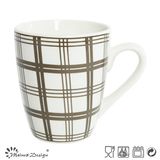 White Porcelain with Decal Checked Coffee Mug