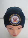 Fashion Knitted Winter Embroidery Acrylic Beanie Hat