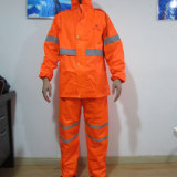 Men High Visibility Orange Safety Jacket Workwear Rain Suit