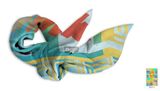 Contract Color Unique Geometry Pattern Silk Scarf
