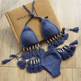 New Design Tassels Beads Sexy Crochet Lady Fashion Swimsuit Swimwear