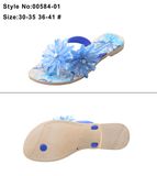 EVA Flat Women and Ladies Flip Flop Sandals Slipper with Printed Sole and Flower and Metal Decorations