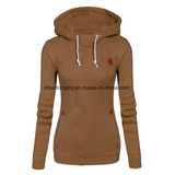 Women Fashion Fleeces Sweatshirts Hooded Candy Colors Solid Sweatshirt Long Sleeve Zip up Clothing Sudaderas Mujer