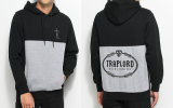 Trap Lord Paneled Pullover Black Gray Paneled Hoodie