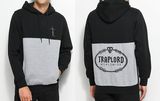 Trap Lord Paneled Pullover Black Gray Paneled Hoodie