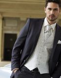 100% Wool Men's Wedding Black Suit