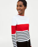 Women Classic and Casual Sweater Pullover with Stripes