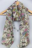 Fashion Printing Owl Pattern Scarf, Women Polyester Shawl, Fashion Accessory