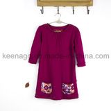 High Quality Organic Cotton Fashion Princess Long Sleeve Beads Girl Dress