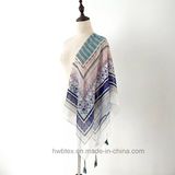 BSCI Audited Thin Printed Cotton Imitation Square Lady Scarf (HMK91)