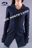 Ladies Cashmere Long Cardigan with Cable and Button