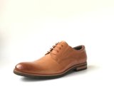 Brown Cow Leather Formal Dress Shoes with Wooden Heel