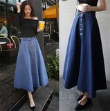Wholesale Latest Dress Design Girls Women High Waist Denim Maxi Long Skirts