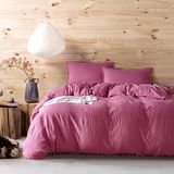 3piece Washed Microfiber Bedding Set with Fringe